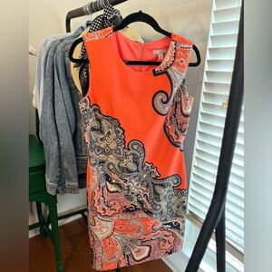 Sleeveless Coral Print Dress - Size 12